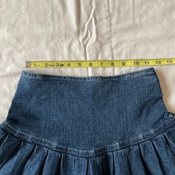 Denim Jean Mini Flared Pleated Skirt - Picture 9 of 10